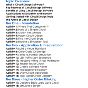 Circuit Design Software Worksheet Activity Booklet