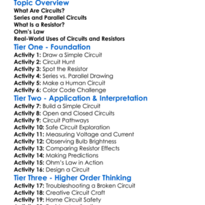 Circuits And Resistors Worksheet Activity Booklet