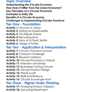Circular Economy Worksheet Activity Booklet