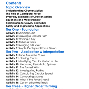 Circular Motion And Centripetal Force Worksheet Activity Booklet