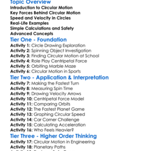 Circular Motion Worksheet Activity Booklet
