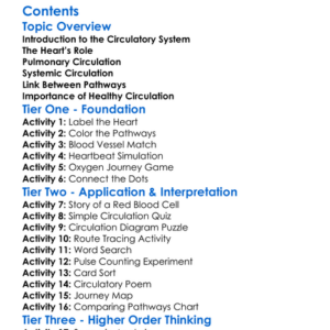 Circulatory Pathways Systemic And Pulmonary Worksheet Activity Booklet