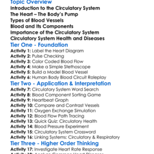 Circulatory System In Humans Worksheet Activity Booklet