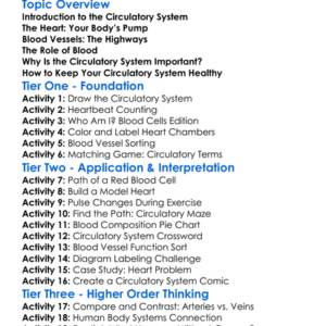 Circulatory System Worksheet Activity Booklet