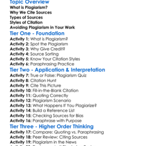 Citing Sources And Plagiarism Worksheet Activity Booklet