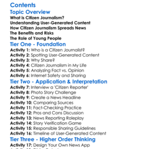 Citizen Journalism And User-Generated Content Worksheet Activity Booklet