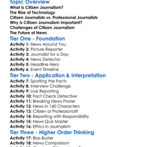 Citizen Journalism Worksheet Activity Booklet