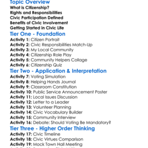 Citizenship And Civic Participation Worksheet Activity Booklet