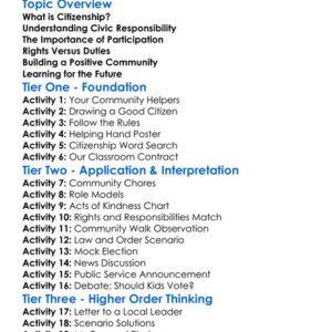 Citizenship And Civic Responsibility Worksheet Activity Booklet