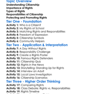 Citizenship And Rights Worksheet Activity Booklet
