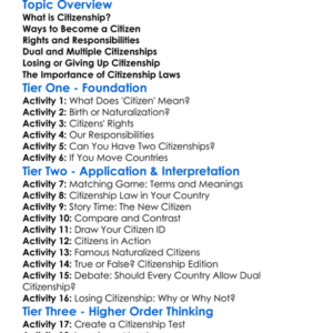 Citizenship Law Worksheet Activity Booklet