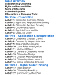 Citizenship Worksheet Activity Booklet