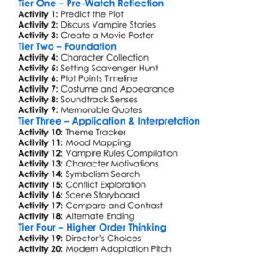 City Of The Vampires 1993 Worksheet Activity Booklet