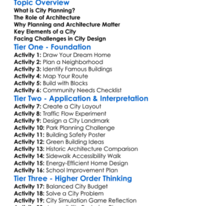 City Planning And Architecture Worksheet Activity Booklet