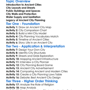 City Planning In The Ancient World Worksheet Activity Booklet