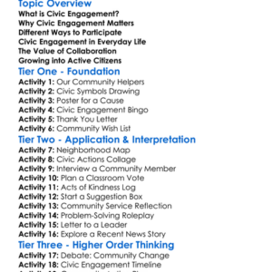 Civic Engagement Worksheet Activity Booklet