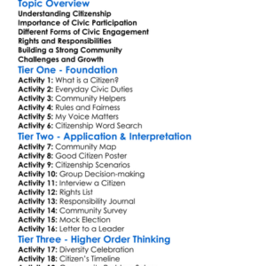 Civic Participation And Citizenship Worksheet Activity Booklet