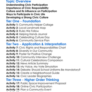 Civic Participation And Culture Worksheet Activity Booklet