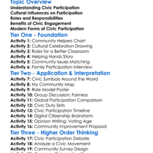 Civic Participation In Cultures Worksheet Activity Booklet