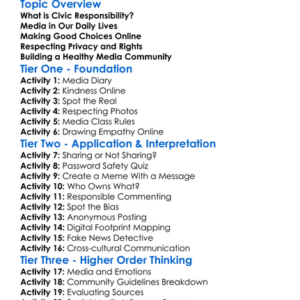 Civic Responsibility In Media Use Worksheet Activity Booklet