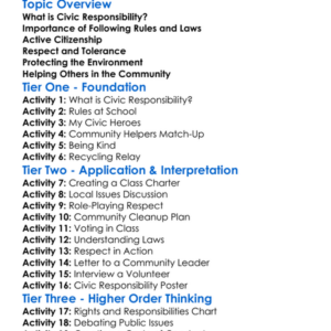 Civic Responsibility Worksheet Activity Booklet