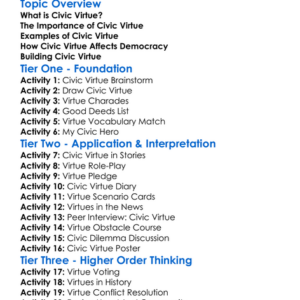 Civic Virtue Worksheet Activity Booklet