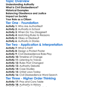 Civil Disobedience And Authority Worksheet Activity Booklet