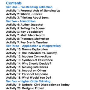 Civil Disobedience Henry David Thoreau Worksheet Activity Booklet