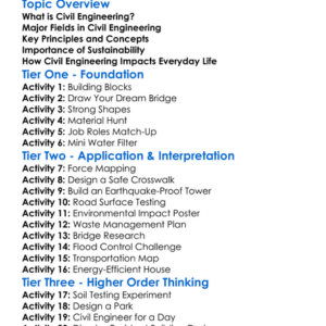 Civil Engineering Concepts Worksheet Activity Booklet