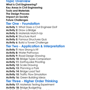 Civil Engineering Fundamentals Worksheet Activity Booklet