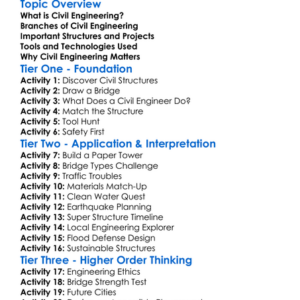 Civil Engineering Overview Worksheet Activity Booklet
