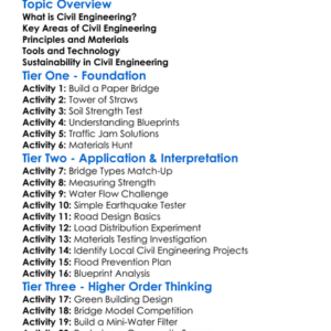 Civil Engineering Principles Worksheet Activity Booklet