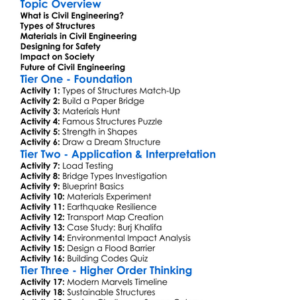Civil Engineering Structures Worksheet Activity Booklet