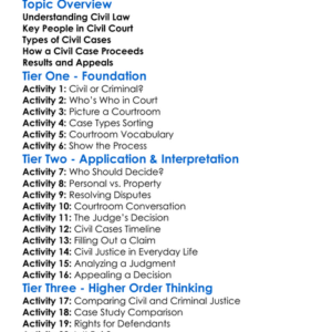 Civil Justice System Worksheet Activity Booklet