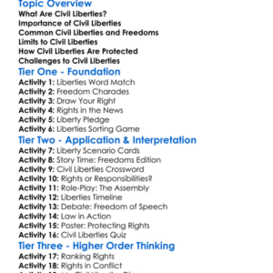 Civil Liberties And Freedoms Worksheet Activity Booklet