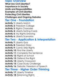 Civil Liberties Worksheet Activity Booklet