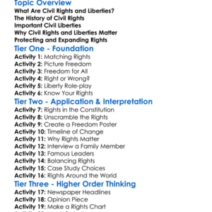 Civil Rights And Liberties Worksheet Activity Booklet