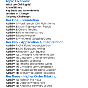 Civil Rights In The United States Worksheet Activity Booklet