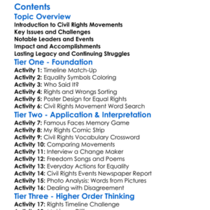 Civil Rights Movements And Social Change In The 20Th Century Worksheet Activity Booklet