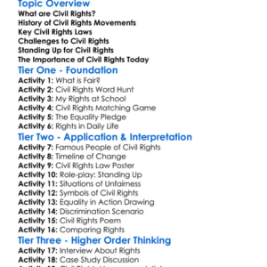 Civil Rights Worksheet Activity Booklet