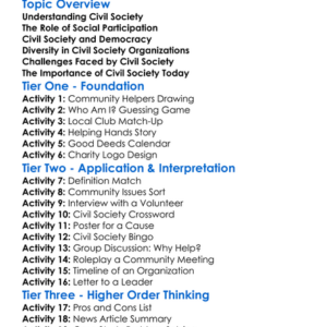 Civil Society Worksheet Activity Booklet