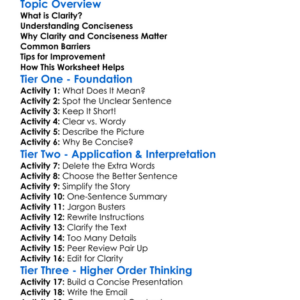Clarity And Conciseness Worksheet Activity Booklet