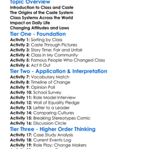Class And Caste Worksheet Activity Booklet