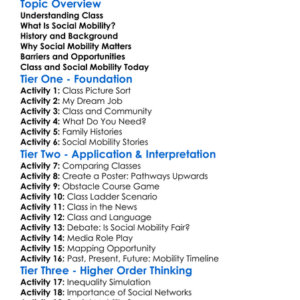Class And Social Mobility Worksheet Activity Booklet
