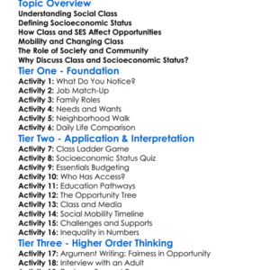 Class And Socioeconomic Status Worksheet Activity Booklet