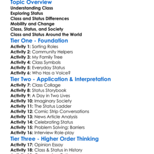 Class And Status Worksheet Activity Booklet