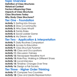 Class Structures Worksheet Activity Booklet