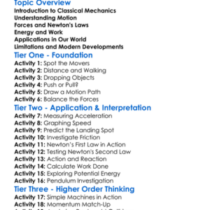 Classical Mechanics Worksheet Activity Booklet