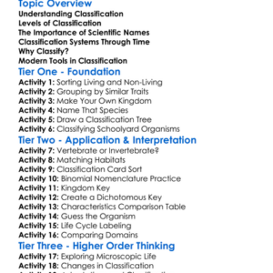 Classification Of Living Organisms Worksheet Activity Booklet