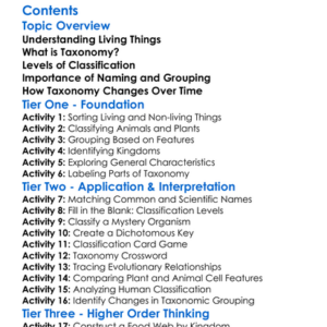 Classification Of Living Things Taxonomy Worksheet Activity Booklet